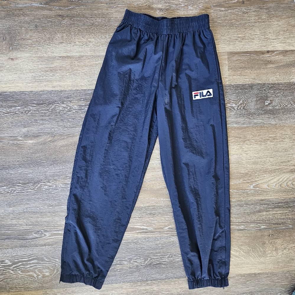 Vintage Fila Boys Navy Athletic Track Pants Size M